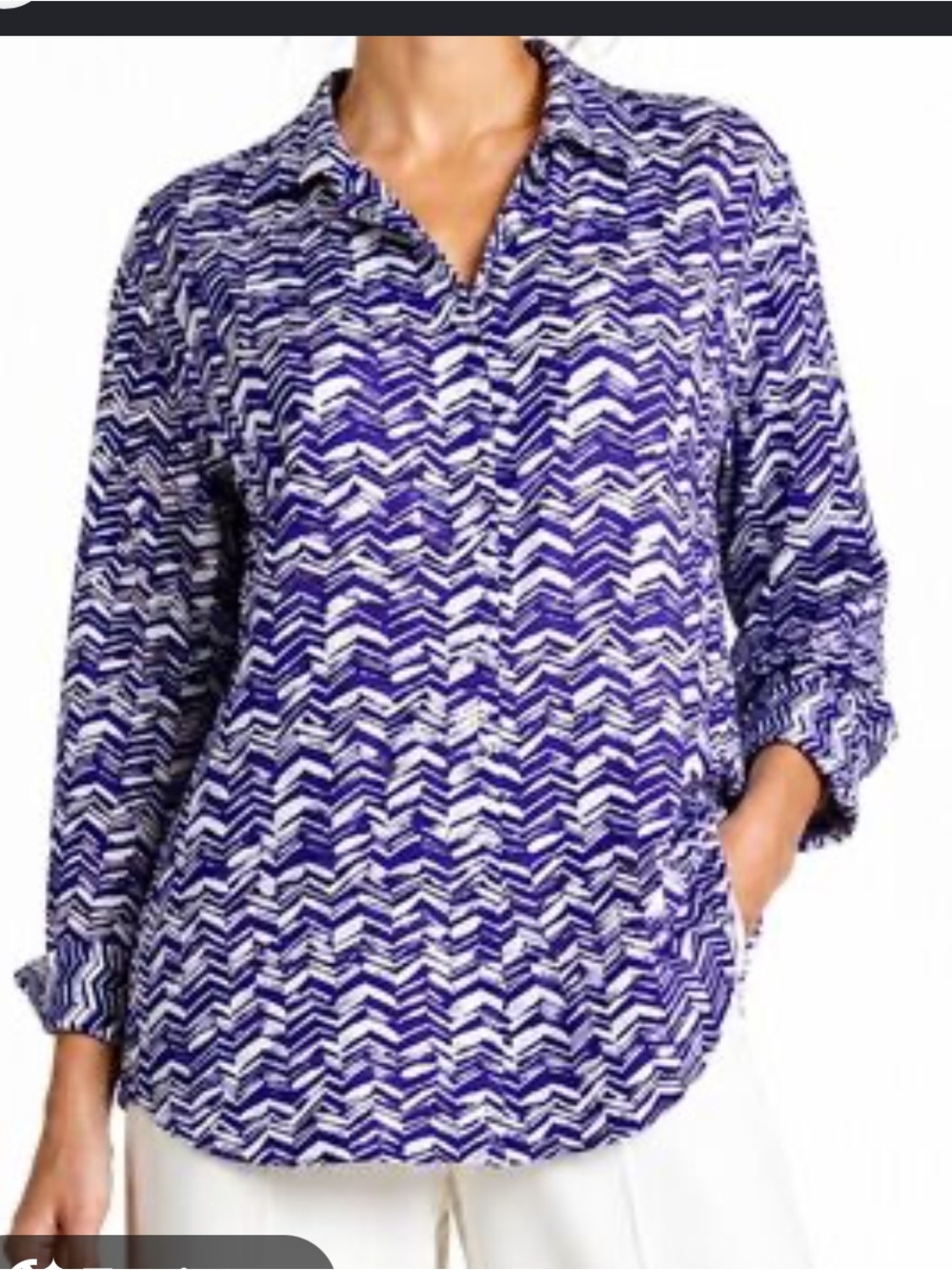 Chicos Women’s purple Design No-Iron Long-sleeve Button Collared Blouse. Size 1